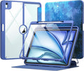 MoKo for iPad Air 13-Inch Case (M4/M3/M2) 2026/2025/2024 with Pencil Holder Heavy Duty 13 Inch iPad Air Case with Screen Protector Clear Back Lens Protector Multi-Angle Magnetic Stand Starry Sky