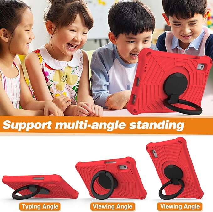 Compatible with Lenovo Tab M9 9.0 inch (TB-310FU) 2023 Case Tablet for Kids Light Weight EVA Rugged Shockproof Full Cover 360 Rotating Handle Stand Case (Red)