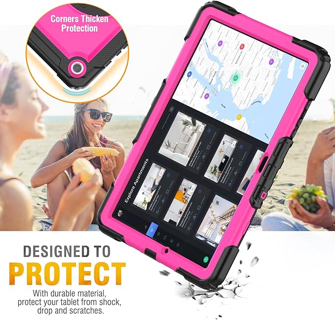 HXCASEAC Case for Samsung Galaxy Tab A11+ Plus Kids 11 Inch Protective with Screen Protector/Hand Strap/Pen Holder Sturdy Shockproof for Samsung A11 Plus Tablet Case Cute for Girls - Rose
