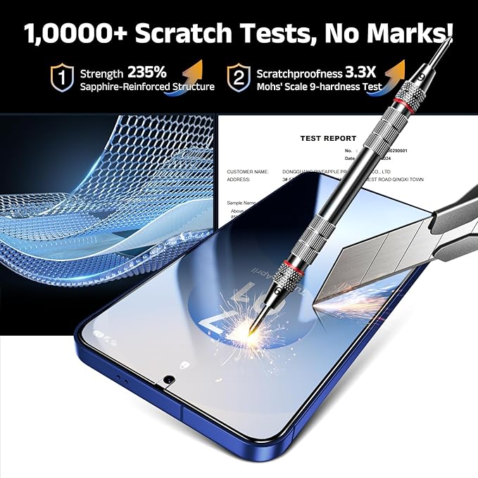 EZ-GLAZ-4 Pack for Galaxy S25/ S24 [6.2] Privacy Screen Protector 100% Fingerprint Unlock 9H+ Hardness Military Grade Shatterproof Long Durable Tempered Glass Film with Flawless Fit Box Scratch Re