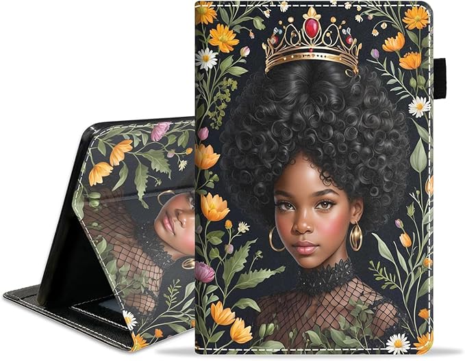 Case for Amazon Fire HD 10/HD 10 Plus Tablet 10.1 (13th/11th Generation 2023/2021 Release) Slim PU Leather Cover with Card Slot &amp Auto Wake/Sleep American Black Girl