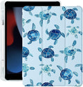 Cute Blue Sea Turtle for iPad Pro 11 Inch Case 4th/3rd/2nd Generation 2022/2021/2020 with Pencil Holder Auto Sleep/Wake Blue Leather Soft TPU Back Cover