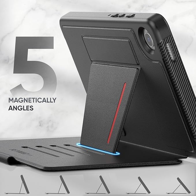 SEYMAC stock Case for Samsung Galaxy Tab A9 8.7'' Case with Magnetic Multi-Angles Stand Card Slot for Galaxy Tab A9 8.7'' SM-X110/X115/X117 (Black)