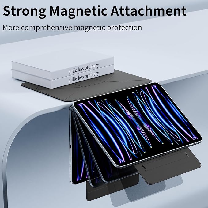KenKe Magnetic Case for iPad Pro 11 Inch 4th/3rd/2nd Generation 2022/2021/2020 with Removable Pencil Holder Smart Folio Magnetic Slim Stand Cover with 6+View Angles Auto Wake/Sleep Black