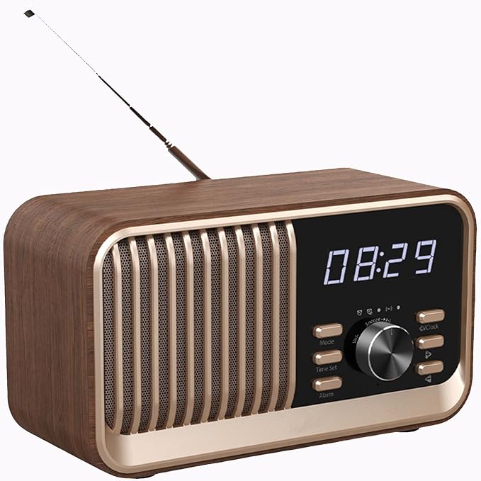 CENSHI Digital Alarm Clock with Wireless Charger Bluetooth Speaker RadioBuilt in Lithium Battery 4-5 H Playtime.