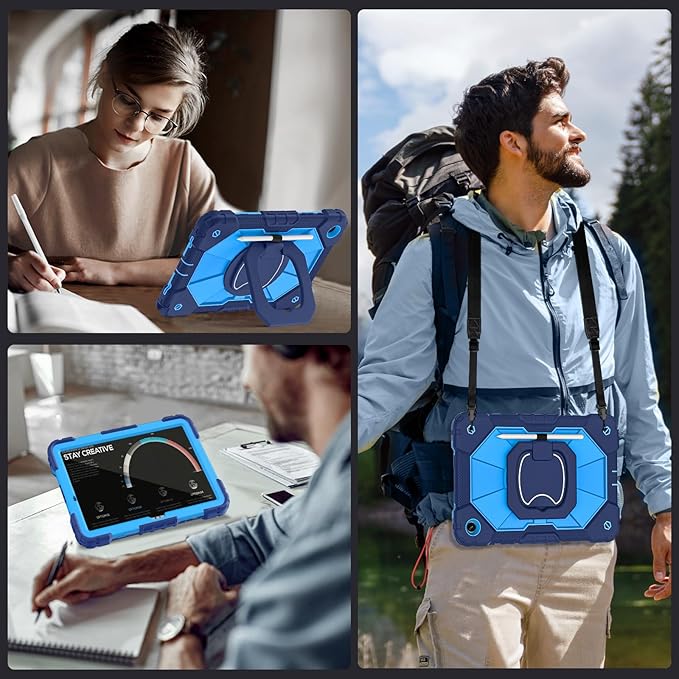 Case for Samsung Galaxy Tab A11+/A9+ Plus 11 Inch with Screen Protector/Rotating Stand/Pen HolderMilitary Grade Shockproof Cover for Galaxy Tab A11 Plus/A9 Plus Tablet CaseNavy Blue
