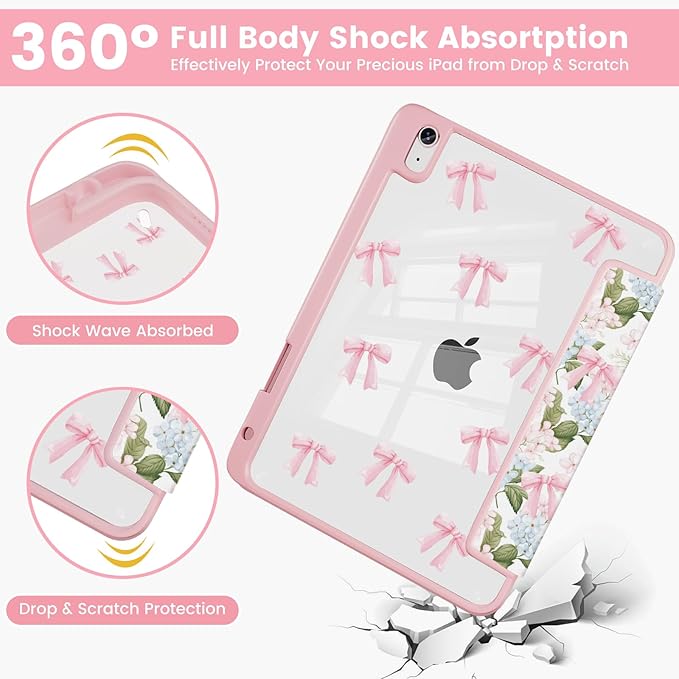 Case Compatible with iPad (A16) 11th Generation 11 Inch 2025/10th Generation 10.9 Inch 2022 Shockproof Hybrid Slim Stand Cover with Clear Back Shell &amp Pencil Holder Auto Wake/Sleep Z011