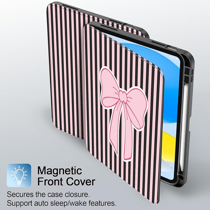 Pink Black Striped-Pink Bow