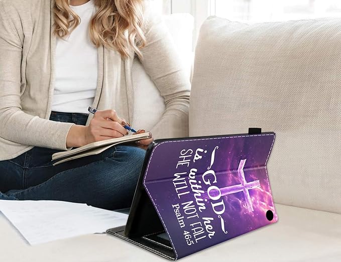 Case for Amazon Fire HD 10 &amp 10 Plus Tablet 10.1 (13th/11th Generation 2023/2021 Release) Slim PU Leather Stand Cover with Card Slot &amp Auto Wake/Sleep - Christian Cross Quote Bible Verse Ps