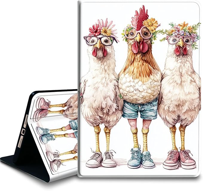 Bxgolkgd Tablet Case for Amazon Kindle Fire HD 8/HD 8 Plus(12th/10th2024/2022/2020 Release)Shockproof Stand Cover with Heat DissipationAuto Wake/Sleep FunctionCute Cartoon Chicken
