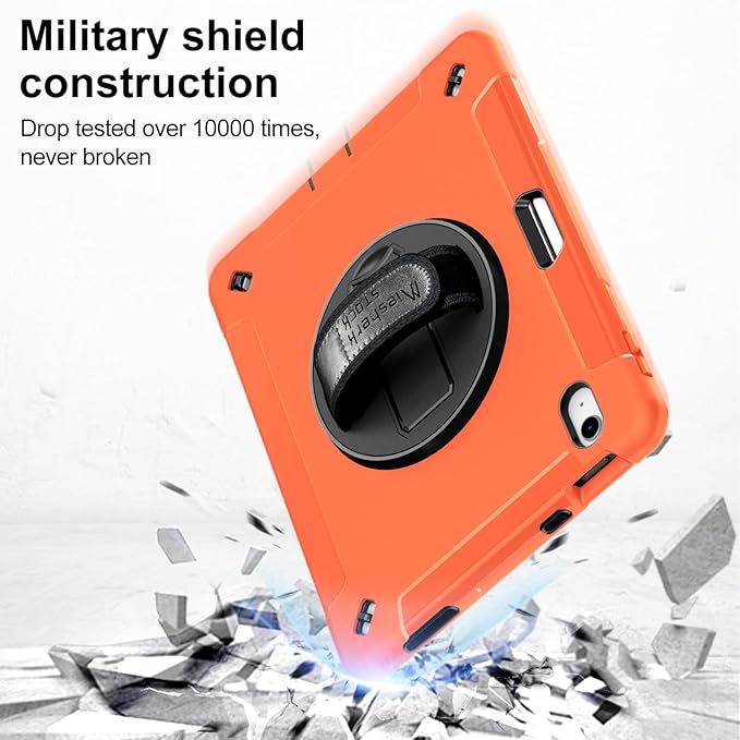 Case for iPad (A16) 11th/10th Generation Case: Protective Cover for iPad 11th Gen 11 Inch 2025 &amp10th Gen 10.9 2022 with Screen Protector- Stand- Shoulder Strap- Handle- Pencil Holder-Orange