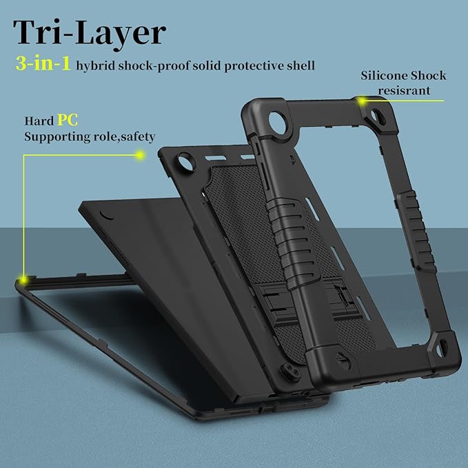 for Tmobile Revvl Tab 2 Tablet Case with 2 Pcs Screen ProtectorShockproof Kids Protective Case with Shoulder Strap Kickstand Cover for Tmobile Revvl Tab 2 Tablet 10.1 inch (Black)