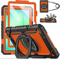 Cantis Case for Samsung Galaxy Tab A11 Plus 11 Inch 2026 (SM-X230/X236/X238) Shockproof Case for Tab A11+ with Screen Protector/Rotating Stand/Pen Holder/Shoulder Strap (Black+Orange)
