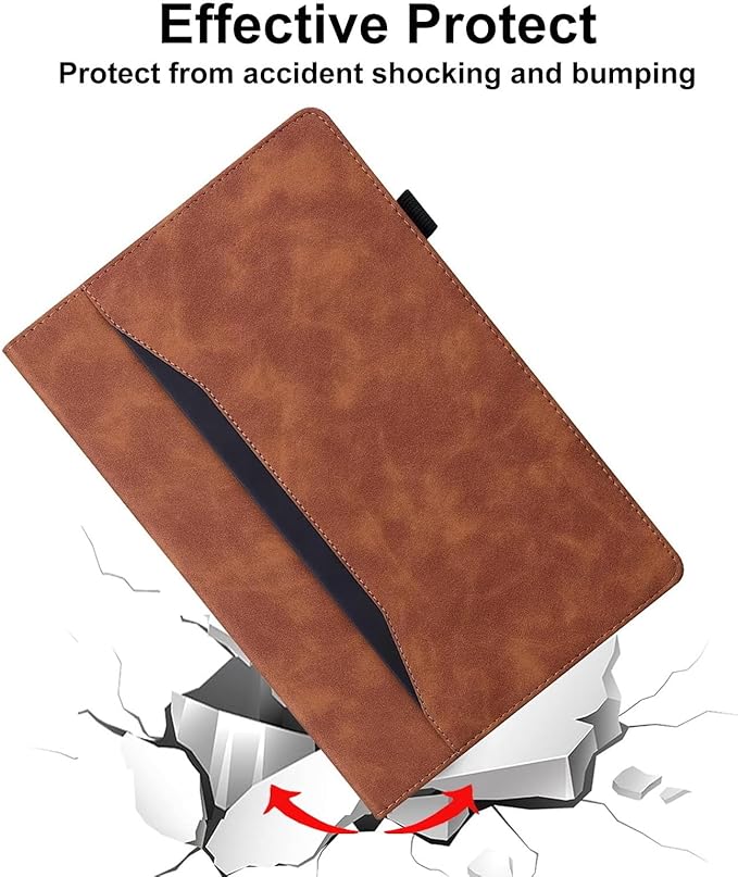 Shockproof Case for OnePlus Pad 3 / OnePlus Pad 2 Pro 13.2 inch Released 2025 - Retro PU Leather + TPU Hybrid Protective Cover with Anti-Slip Grip Strap &amp Card Slots -Brown
