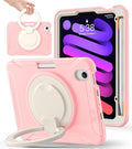 BATYUE Shockproof Case for iPad mini 7 (A17 Pro)/ Mini 6 8.3 inch (2024/2021) - 360° Multi-Angle Stand (Portrait &amp Landscape) &amp Grip Built-in Pencil Holder Pink