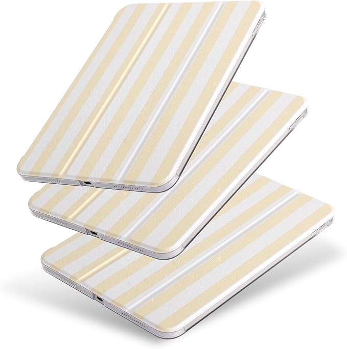 case for ipad 11th Generation11 Inch 2025 (A16 Chip) &amp 10th Gen 10.9 Inch 2022 - Slim Scratch-Resistant Hard PC Translucent Back Shell Smart Cover Wake/Sleep FunctionYellow Stripes