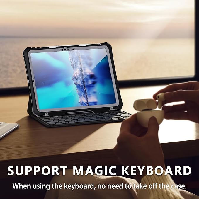 IP68 Waterproof Case for iPad Pro 11-inch M4 2024 with [Pencil Holder] [Swivel Kickstand] [Hand Grip] Shock-Dust-Proof Full-Sealing Watertight Cover Compatible with Magic Keyboard A2836/A2837