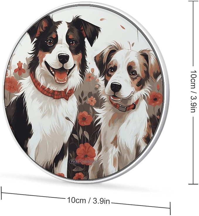 Lovely Dogs Wireless Charger Fast Wireless Charging Pad with USB Cable 10W Anti-Slip Magnetic Wireless Charger Portable Slim Charger Puck Travel Charging Station