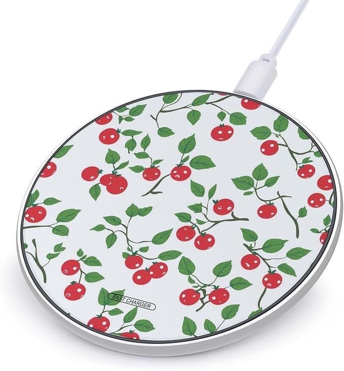 Cranberry Leaves Phone Charger Magnetic Charging Pad Anti-Slip with USB Cable