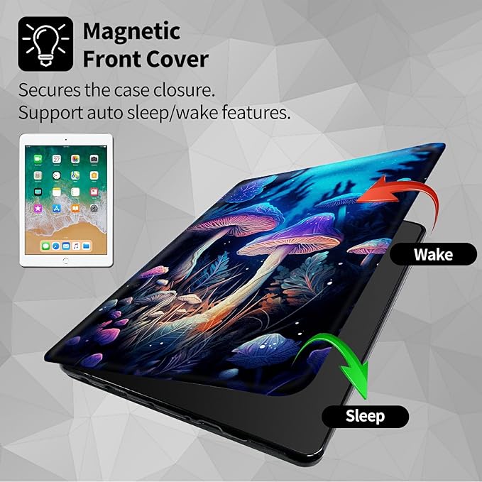 Case for All-New Kindle Fire HD 10 &amp 10 Plus Tablet (11th Generation2021 Release) 10.1360 Degree Rotating Swivel Stand Protective Cover for Fire HD 10 TabletColorful Mushrooms