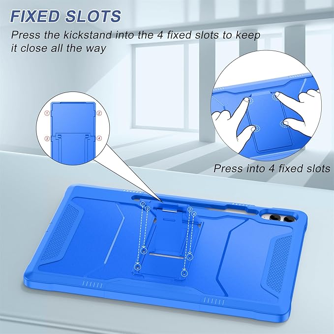 Soke Case for Samsung Galaxy Tab S9 Plus/S9 FE+ 2023 with Built-in Screen Protector &amp Kickstand Rugged Full Body Protective Cover for Galaxy Tablet 12.4 InchKlein Blue