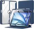 MoKo for iPad Air 13-Inch Case (M4/M3/M2) 2026/2025/2024 with Pencil Holder Heavy Duty 13 Inch iPad Air Case with Screen Protector Clear Back Lens Protector Multi-Angle Magnetic Stand Navy Blue
