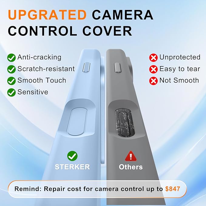 STERKER 360° Rotatable Stand Compatible with iPhone 17 Pro Max Case with Magnetic [Military Grade Drop Tested][Adjustable Kickstand] Ring Holder Silicone Slim Back Soft Edge Sky Blue