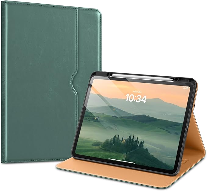 VIKESI Case for iPad Pro 13-inch M5 or M4 Released in 2025 or 2024 Leather Stand Cover with Apple Pencil Holder Auto Wake/Sleep Multiple Viewing Angles Built in Hand Strap &amp PocketMidnight Gr