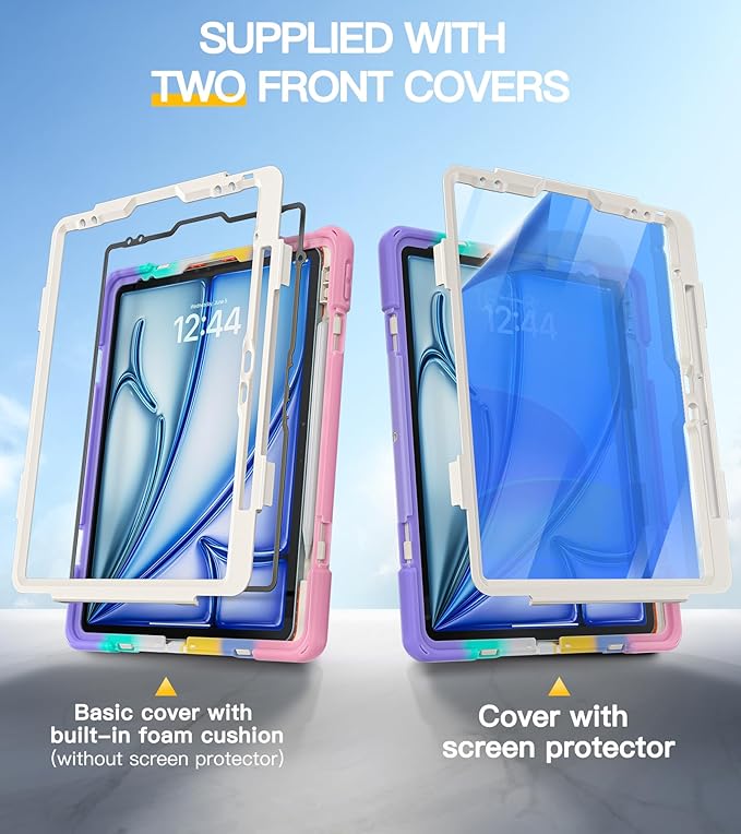BRAECN Case for iPad Air 13 Inch 2026(M4)/2025(M3)/2024(M2) &amp iPad Pro 12.9''(2022/2021/2020/2018) Full-Body Protection Screen Protector Pencil Holder 360° Rotating Handle Kicktand Kids Friendly