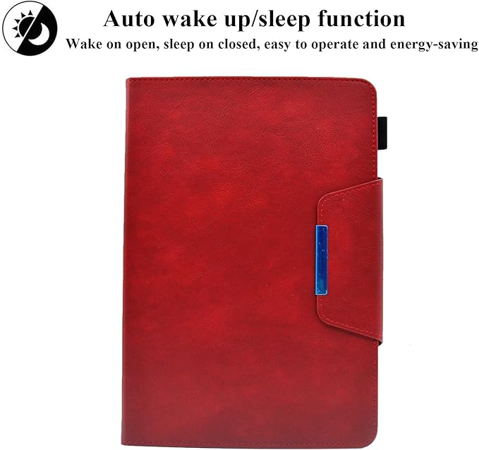 Folio Case for Amazon Kindle Fire HD 8/Fire HD 8 Plus (12th/10th Generation 2024/2022/2020) 8 UUcovers PU Leather Magnetic Smart Cover with Stand/Pencil Holder/Pockets [Auto Sleep/Wake] Red