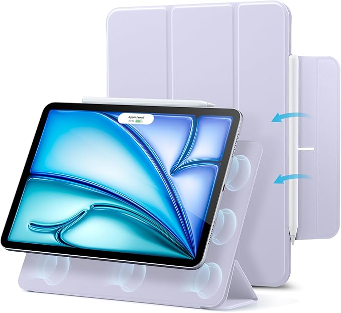 ESR for iPad Air 11 Inch Case M4/M3/M2 (2026/2025/2024) iPad Air 5th/4th Gen (2022/2020) Powerful Magnetic Attachment Slim Trifold Stand Case Auto Wake/Sleep Durable Protection Light Purple