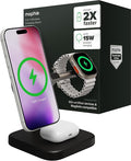 Mophie 3-in-1 Wireless Charging Stand - Qi2-Certified MagSafe Charger for iPhone Apple Watch &amp AirPods – Fast Charging Station with Adjustable Phone Stand &amp Cable Management – Up to 15W Powe