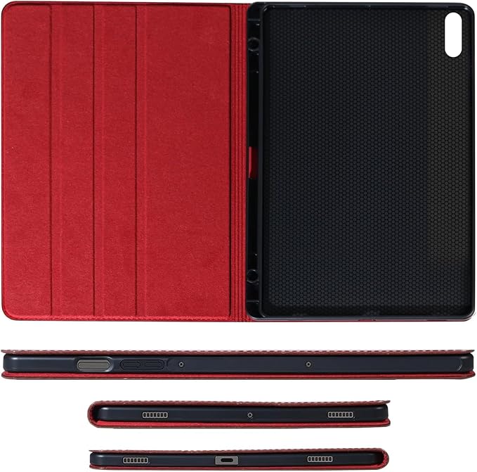 for Samsung Galaxy Tab S11 Ultra 14.6 inch Case with S Pen Holder 2025(SM-X930/X936B) Genuine Leather Cover Protective ShellAuto Wake/Sleep.Red