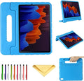 Kids Case for Samsung Galaxy Tab S7 FE 5G 2021/Tab S8 Plus 2022/Tab S7 Plus 2020 12.4 inch with S Pen Holder/Rotating Kickstand/Handle Stand Girl Boy Cover for Tab S8+/S7+/S7 FE 12.4Blue