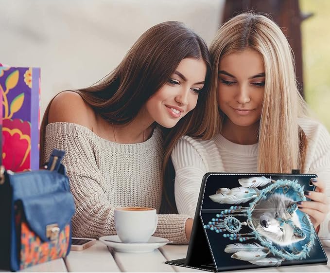 Case Fits Amazon Kindle Fire HD 8 &amp 8 Plus Tablet (12th Generation/10th Generation 2022/2020 Release) 8 Multi-Angle Smart Stand Cover Auto Sleep/WakeWolf Dreamcatcher
