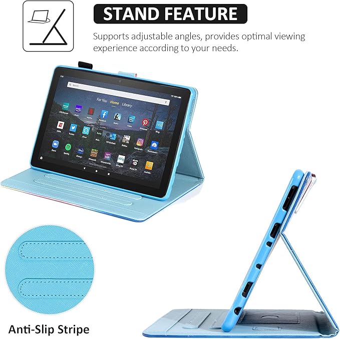 Dteck Case for All-New Fire HD 10 &amp HD 10 Plus Tablet (2021 Release 11th Generation) - Multi-Angle Folio Stand Premium Embossed Leather Protective Smart Cover with Auto Wake Sleep Shine Tree