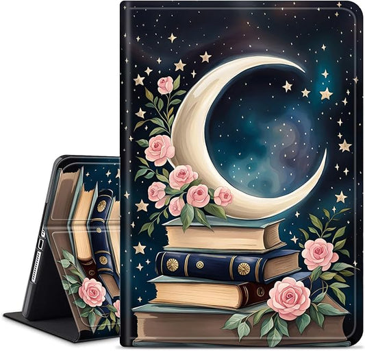 Case for All-New Amazon Fire HD 10 Tablet (13th Generation 2023 Release)Slim PU Leather Smart Cases Covers with Auto Wake/Sleep for Amazon Kindle Fire 10.1 inch TabletBible Book Moon Flowers