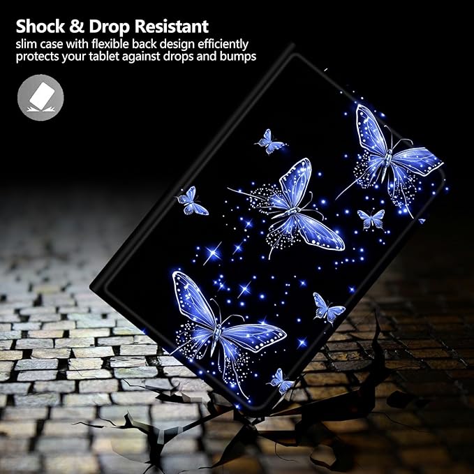 Case for Amazon Fire HD 10 and 10 Plus Tablet (13th/11th Generation 2023/2021 Release) 10.1 PU Leather Smart Protective Cover with Auto Sleep/Wake for Fire HD 10 2023Glowing Butterflies