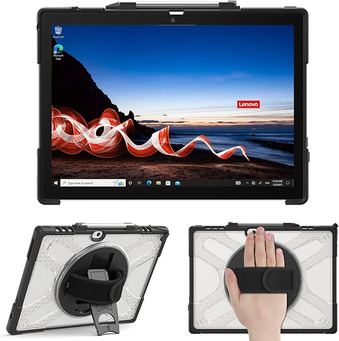 ZenRich Rugged Case for Lenovo ThinkPad X12 Gen 2 12” 2024 –Heavy Duty Shockproof Protective Cover with 360° Rotating KickstandHand &amp Shoulder StrapBusiness FriendlyType Cover Keyboard Compatib