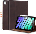 Gexmil Genuine Leather Case for iPad mini 7 (A17 Pro) 2024iPad mini 6 Generation 8.3 Inch Case 2021 Anti Fingerprint/SlipCowhide Folio Cover Auto Sleep/Wake with Adjustable StandSand Dark Brown