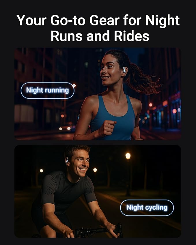 ACEFAST AceFit Pro Open-Ear Headphones Night Safety Mode for Sports Powerful Bass 7.6g Ultra-Comfort Bluetooth 5.4 30H Playtime with Digital Display IP54 Sports Earbuds for Running &amp Workout