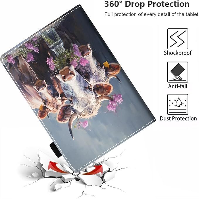 Case for All-New Amazon Fire HD 10 &amp 10 Plus Tablet 10.1 (13th/11th Generation 2023/2021 Release) Slim PU Leather Stand Cover with Card Slot &amp Auto Wake/Sleep Funny Cow Combination
