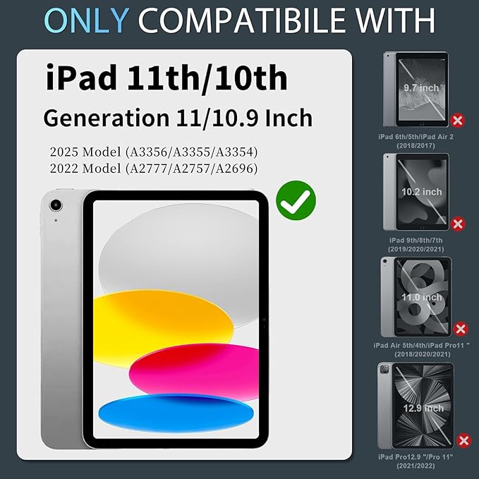 for iPad (A16) 11 Inch 11th /10th Generation 10.9 Inch iPad Case 10th Generation with Shoulder StrapHeavy Duty Shockproof Cover for i Pad 11th/10th GenBlack Mint