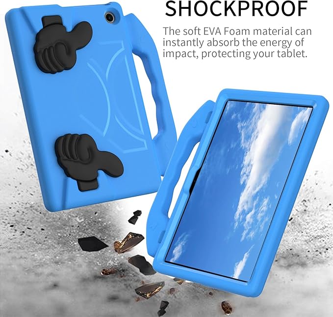 for Amazon Fire Max 11 Kids Tablet Case EVA Material Light Weight Shockproof Rugged Heavy Duty Thumb Kickstand Kids Case for Amazon Fire Max 11 (2023) (Blue)