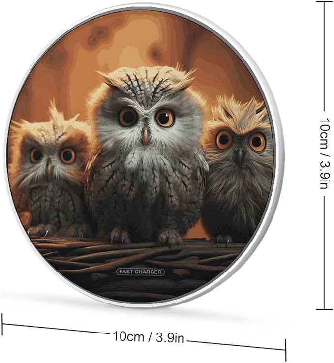 Cute Owl Baby Wireless Charger Fast Wireless Charging Pad with USB Cable 10W Anti-Slip Magnetic Wireless Charger Portable Slim Charger Puck Travel Charging Station