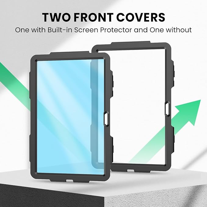 SEYMAC Case for Lenovo Tab M11/K11 11 Inch Heavy Duty Shockproof Protective Case with Screen Protector 360° Rotating Stand Hand/Shoulder Strap and Pen Holder Black
