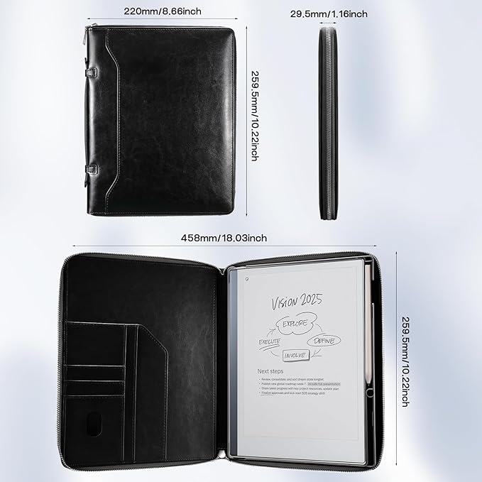E NET-CASE Case for Remarkable 2 Tablet 10.3 inch (2020 Released) - Business Handheld Design Upgraded PU Leather Cover for Remarkable 2 Digital Paper with Zipper &amp Pen Holder (Black)