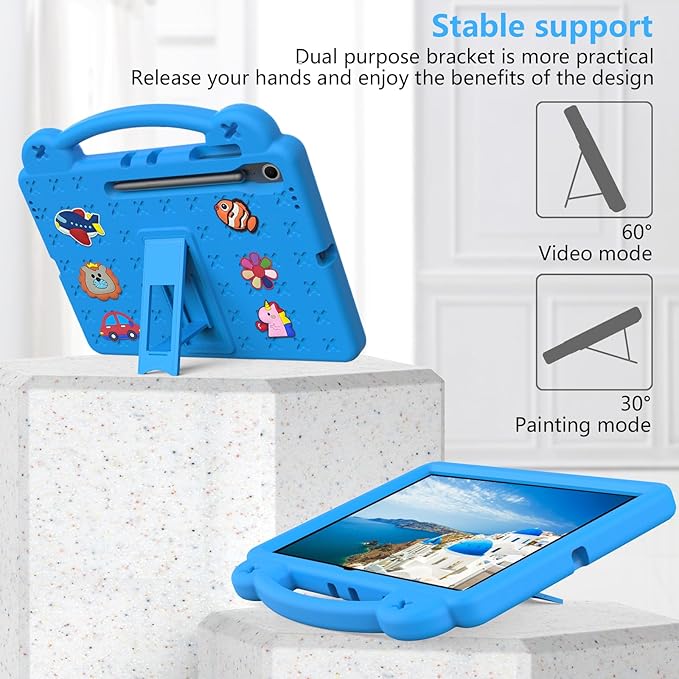 Compatible with Samsung Galaxy Tab S11 X730/X736 2025 11 inch Tablet Case Kids Friendly Universal Lightweight Shockproof Protective Case with Shoulder Strap &amp Stand Handle Sky Blue