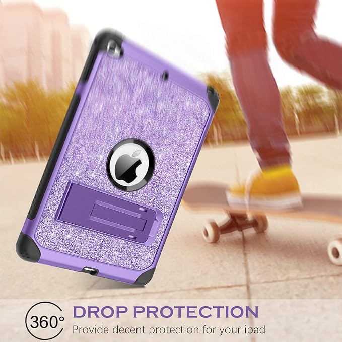 YINLAI for iPad mini 5 CaseiPad mini 4 Case Glitter Bling Kickstand Kids Girls Women Heavy Duty Shockproof Protective Sparkly Tablet Cover for iPad mini 5th Gen/Mini 4th Generation 7.9 InchPurple