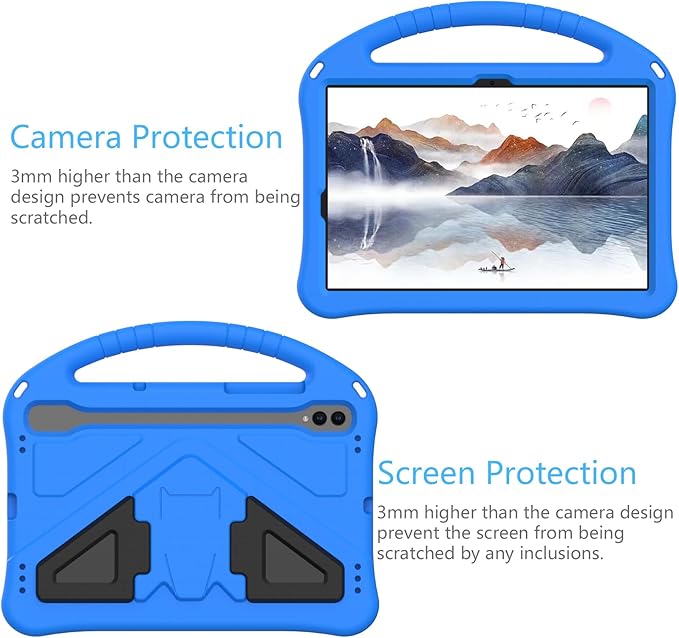 Kids Case for Samsung Galaxy Tab S9 FE 5G 10.9 Inch/Tab S9 11 Inch 2023 &amp Tab S8/Tab S7 11 2022/2020 (SM-X510/X710/X700/T870) with S-Pen Holder/Stand/Handle Soft EVA Shockproof Cover Blue